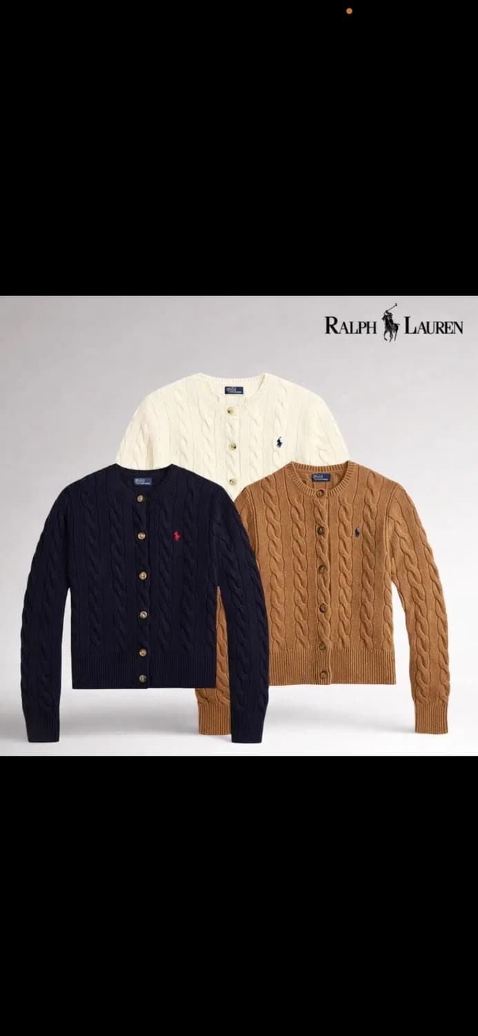 🔥[무료배송/새상품]🔥폴로 여성 꽈배기 울 캐시미어 가디건 3 col 상품이미지1