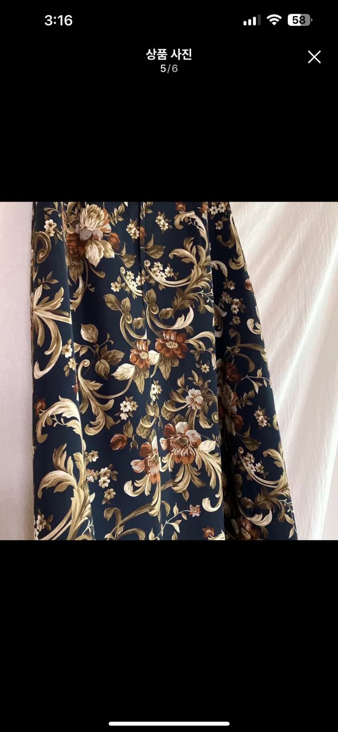 빈티지 플라워 패턴 플레어 롱스커트 롱치마 상품이미지5