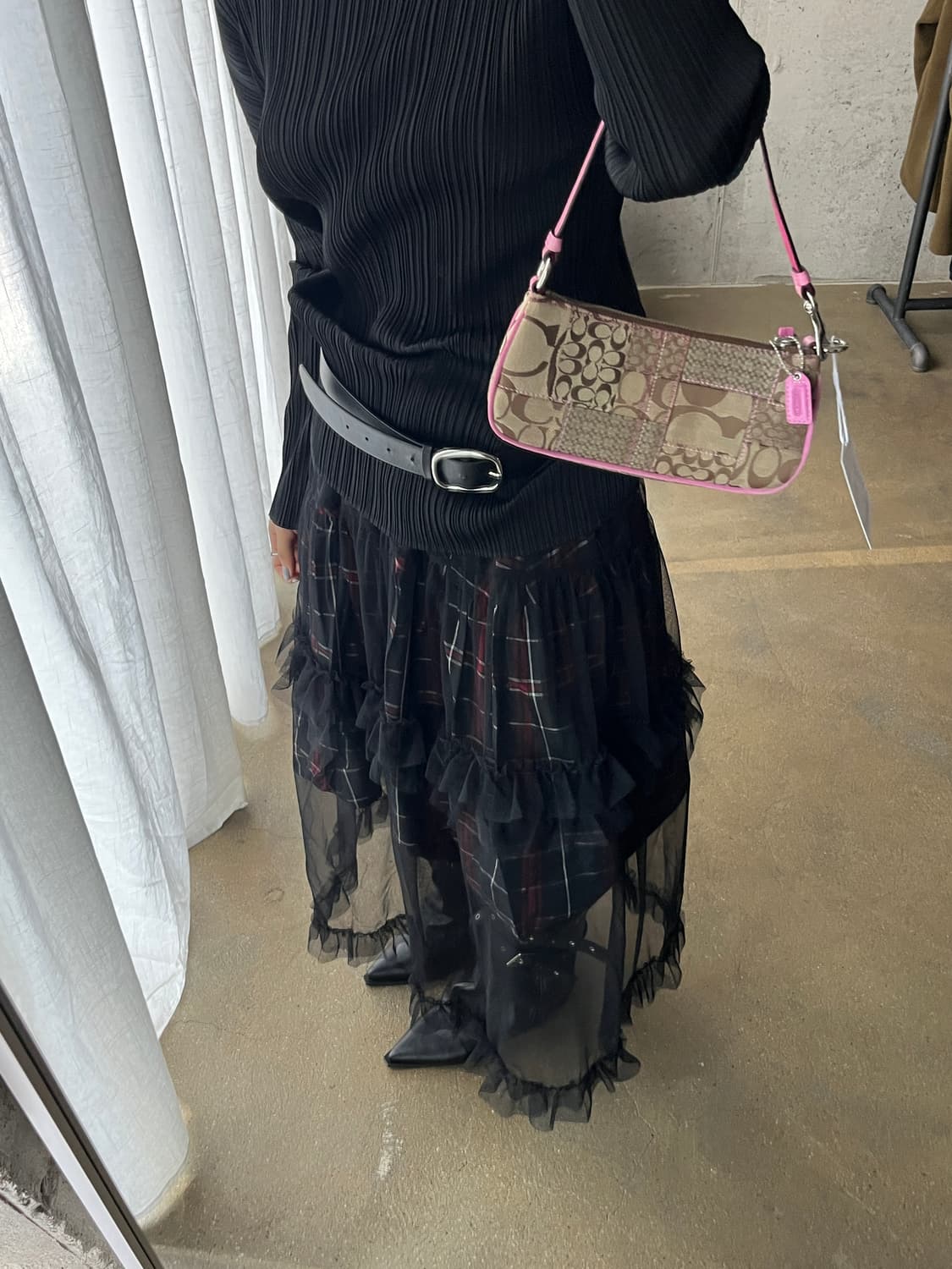 시스루 튤 스커트 블랙 상품이미지1