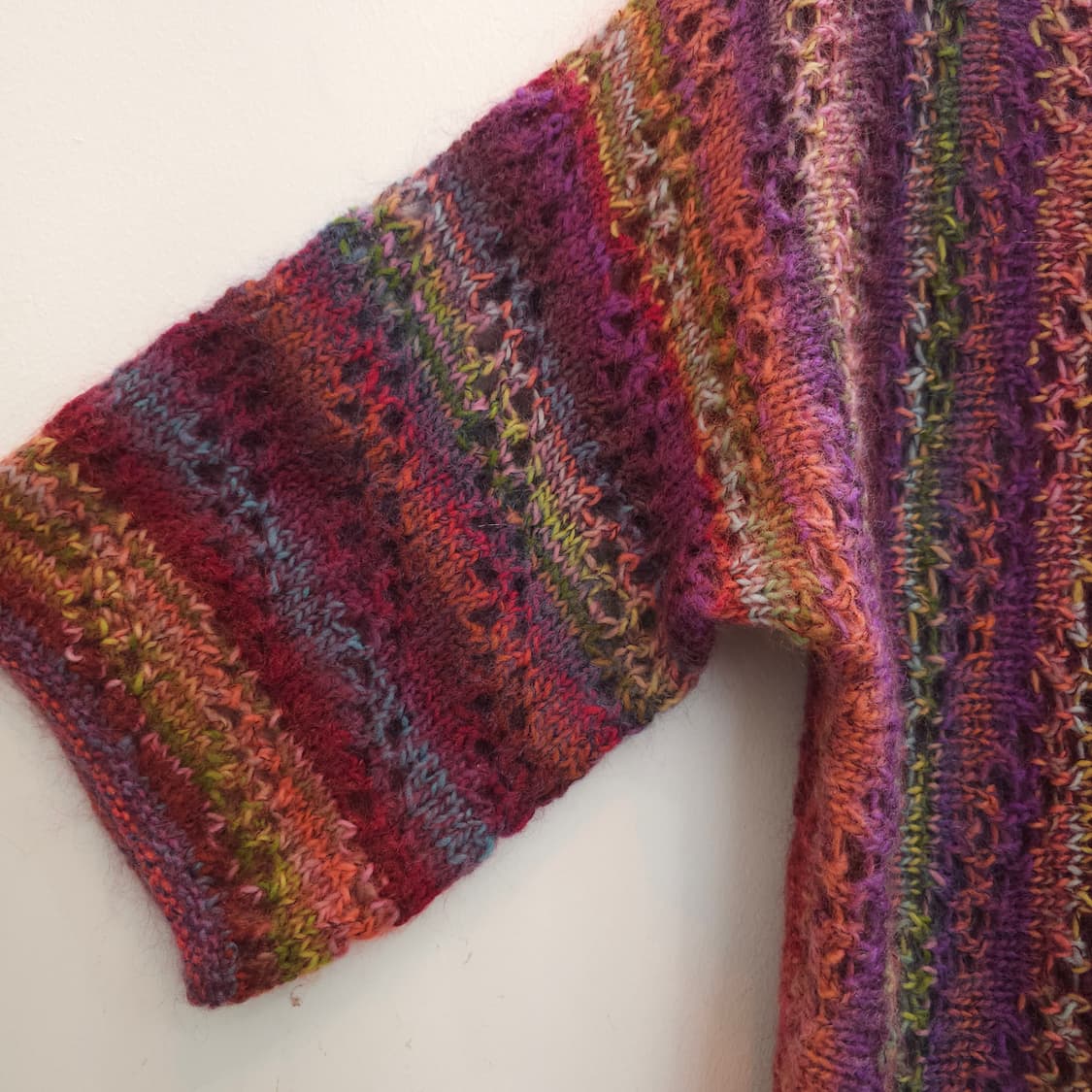 노로풍 멀티컬러 모헤어 칠부소매 롱니트 상품이미지5