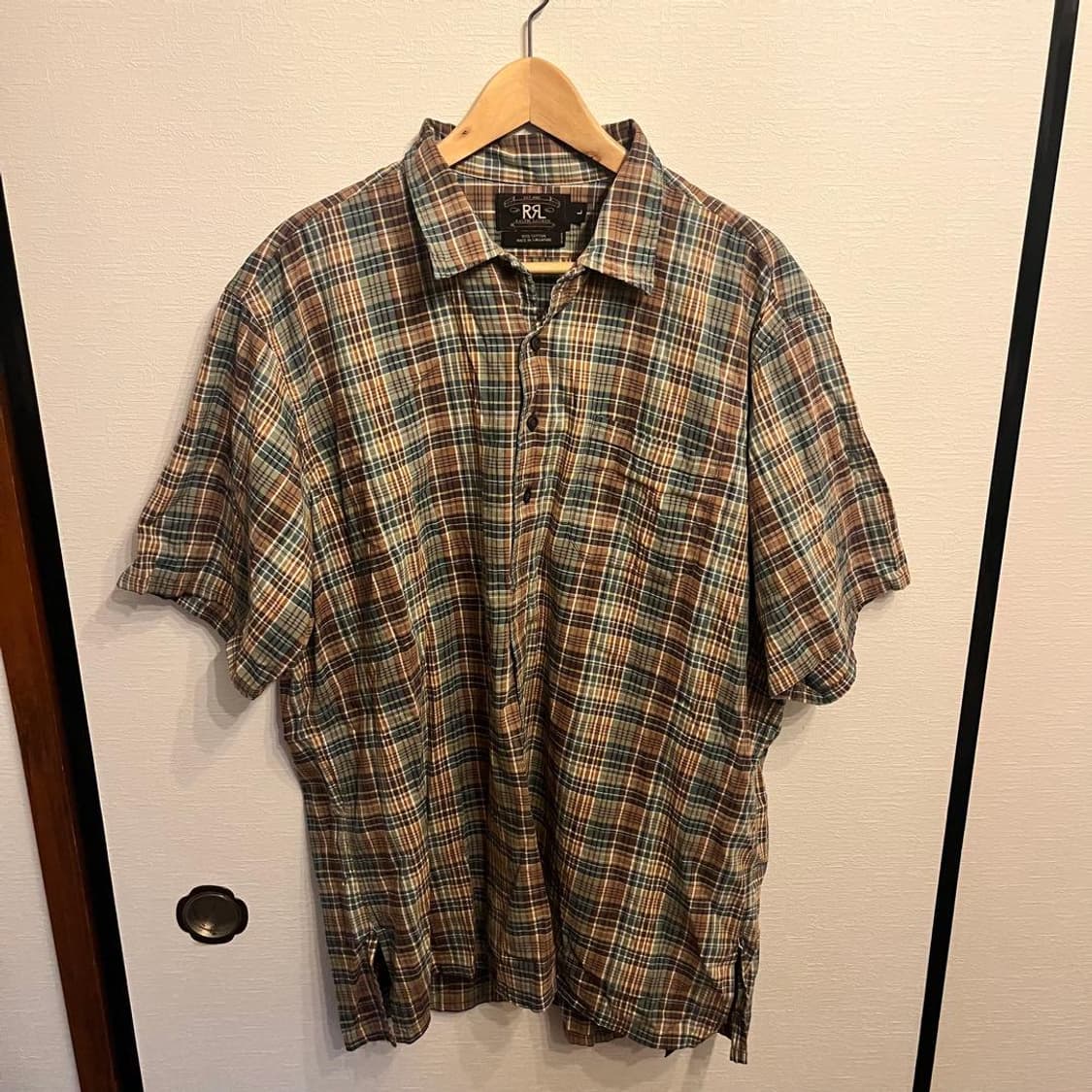RRL 더블알엘 마드라스 체크 캠프 반팔 셔츠 브라운 카키 상품이미지1