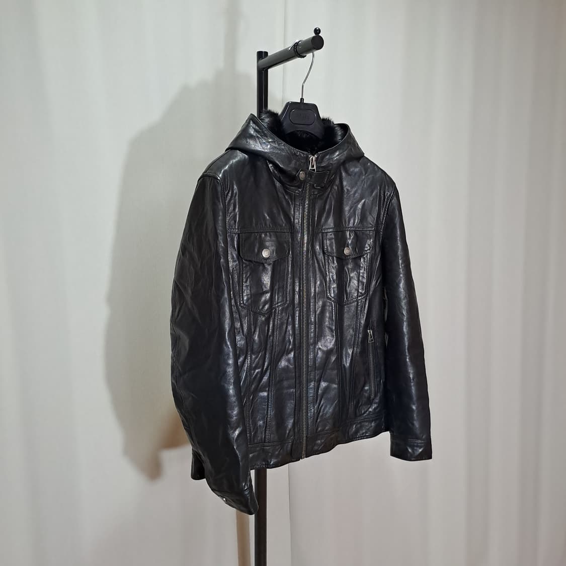 (택포) 양가죽 밍크 안감 후드 자켓 M B247 상품이미지2