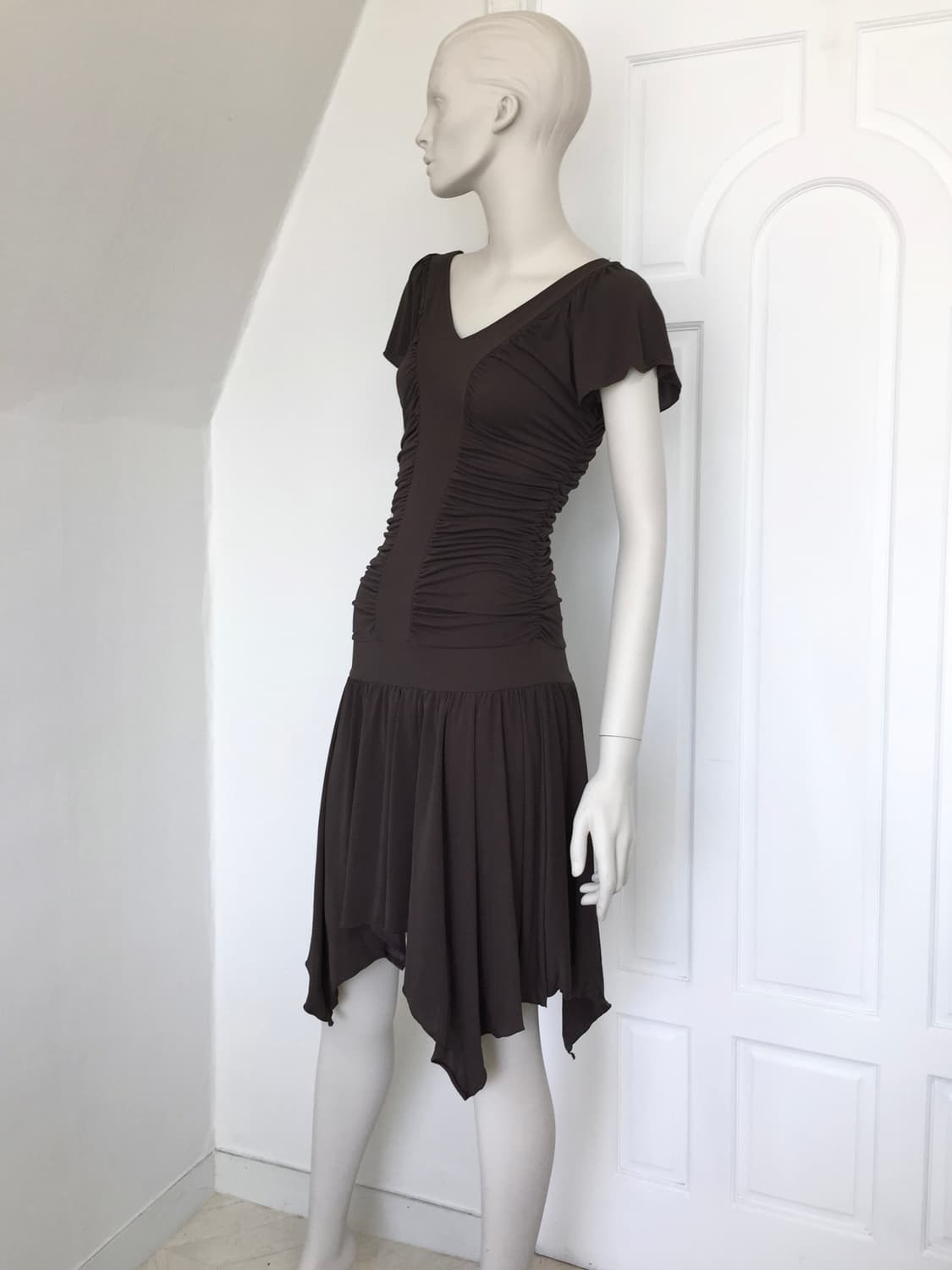 Japan Designer brown Shirring Dress 상품이미지2