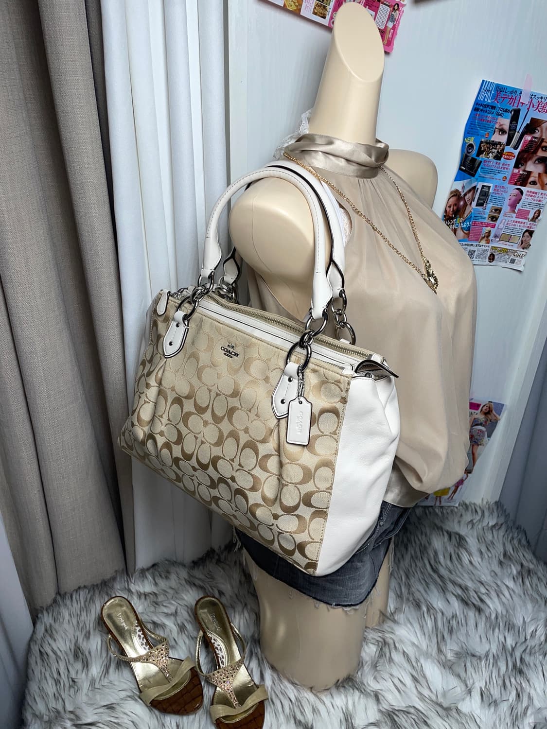 Coach 코치 베이지 화이트 숄더백 상품이미지1
