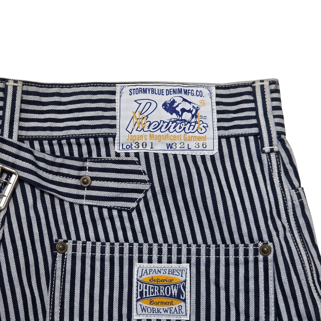 Pherrow's 페로우즈 32사이즈 히코리 스트라이프 메인트 워크 팬츠 상품이미지4