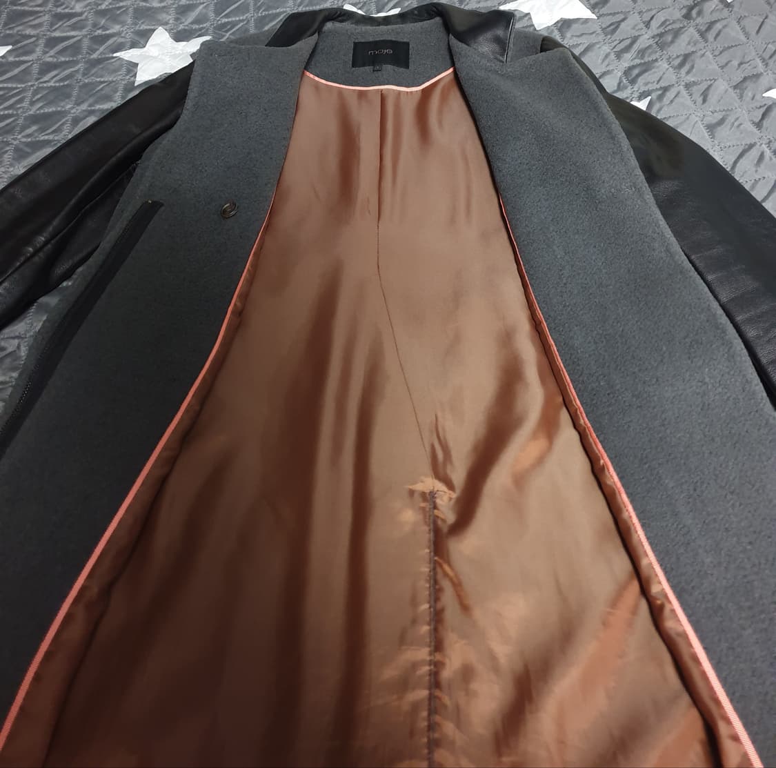 마쥬 MAJE 양가죽배색 울코트 그레이 (M) 상품이미지4