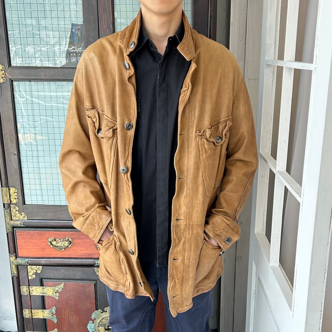 00s Armani Jeans 레더 필드 자켓 상품이미지1