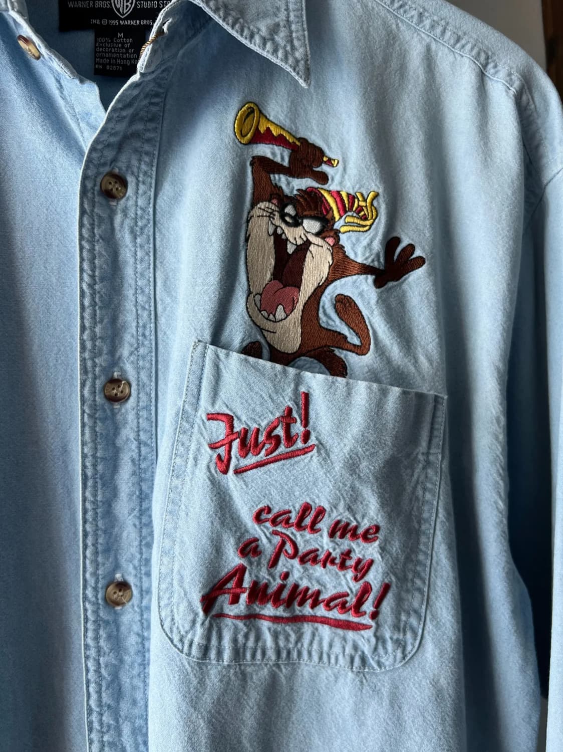 [M]90's USA 빈티지 워너브라더스 데님 셔츠 상품이미지1