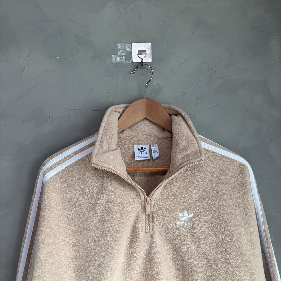 아디다스 플리스 하프집업 져지 트랙탑 베이지 상품이미지2