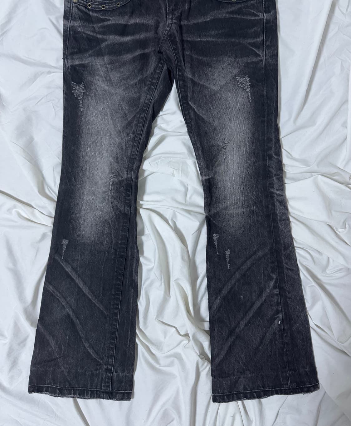 Lolita jeans 유니언잭 디스트레드 플레어 진 글램 록 y2k 상품이미지5