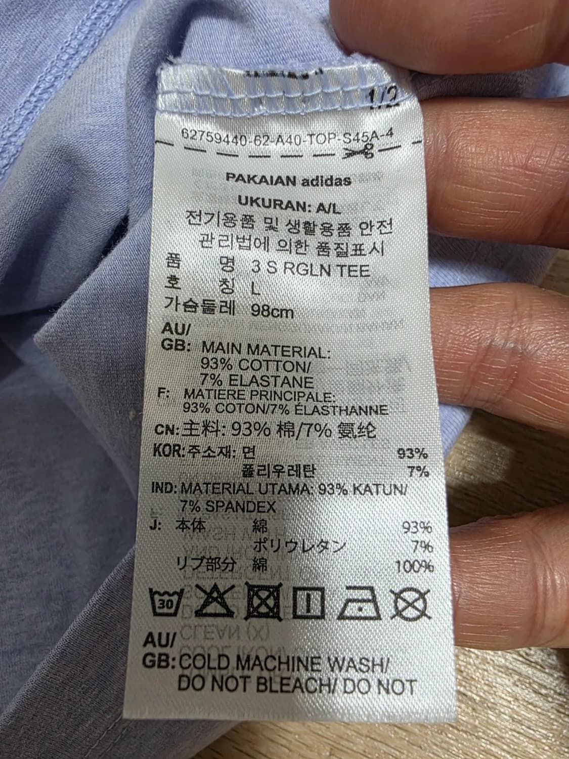 아디다스 여성 삼선 슬림핏 링거티 반팔티 연보라 상품이미지8