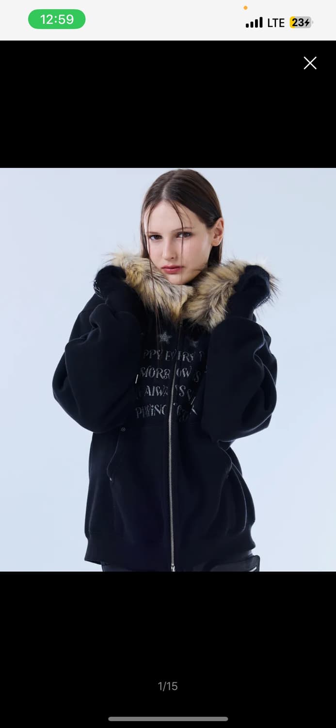 러브이즈트루 FS LETTER HOOD ZIPUP(BLACK) 상품이미지3