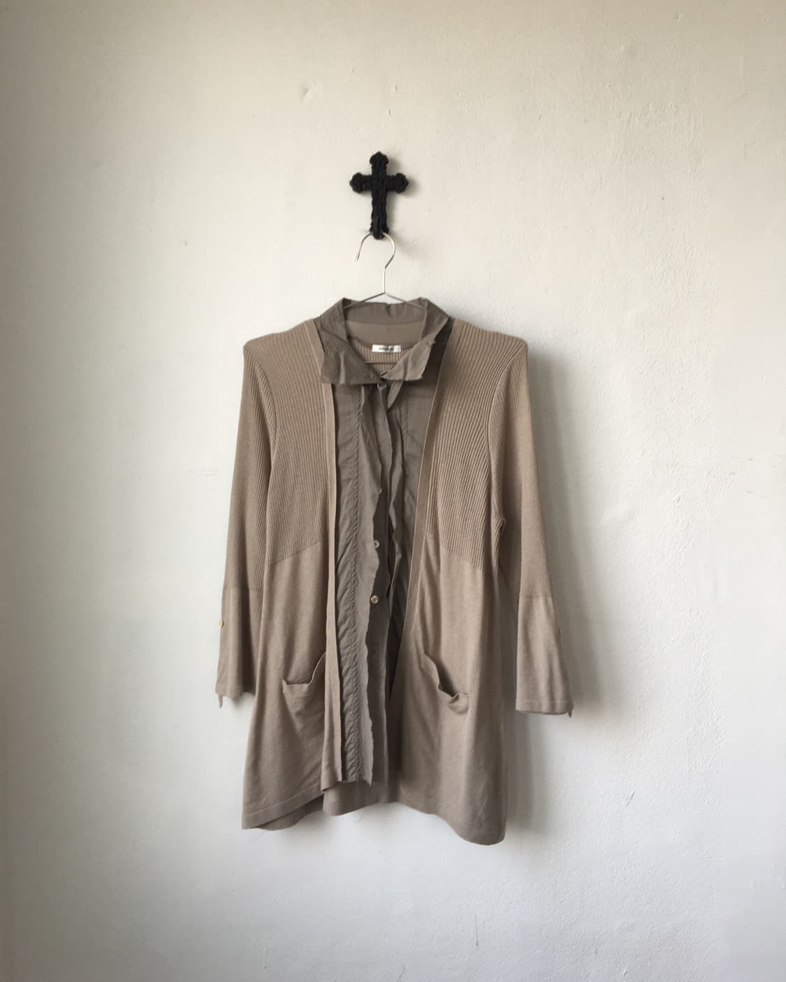 Shirt layered knit cardigan 상품이미지2
