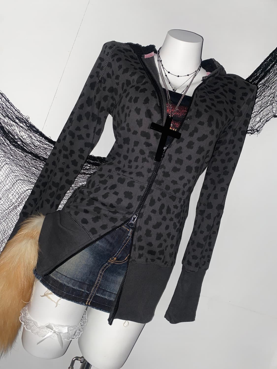 ꒰ঌ 키스마크 갸루 레오파드 후드집업 ໒꒱ 상품이미지2