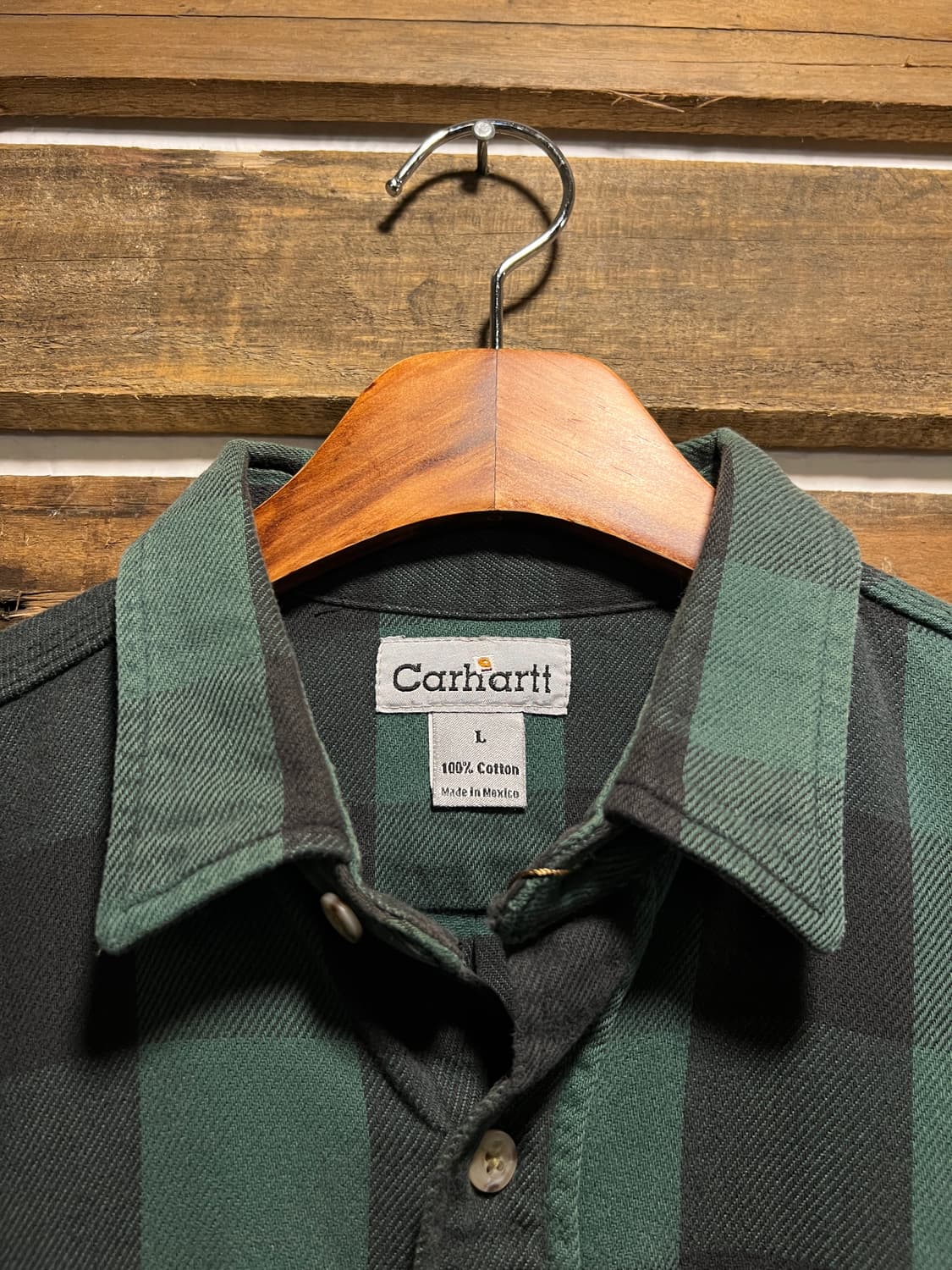 [L]칼하트 USA 2포켓 그린 버팔로체크 플란넬 워크 셔츠 상품이미지2