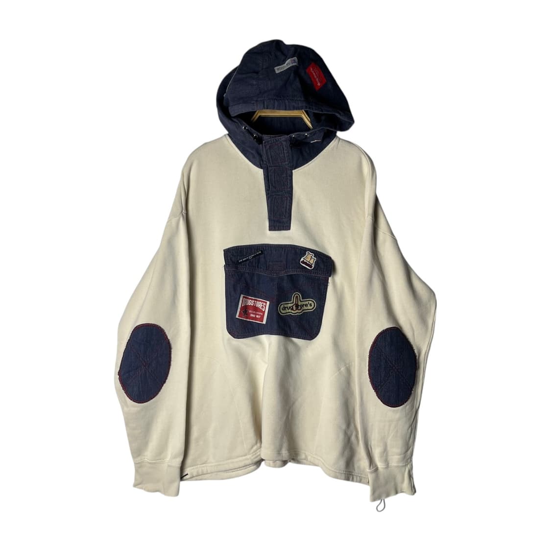 [Drug store’s] 드럭스토어 엘보패치 아노락 후드티셔츠 상품이미지1