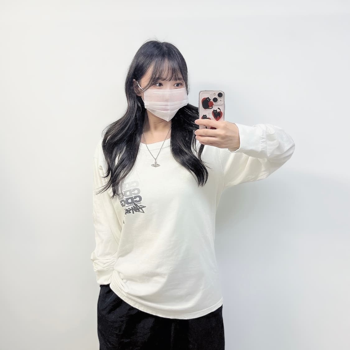 스투시 x 꼼데가르송 닷 롱슬리브 화이트 상품이미지1