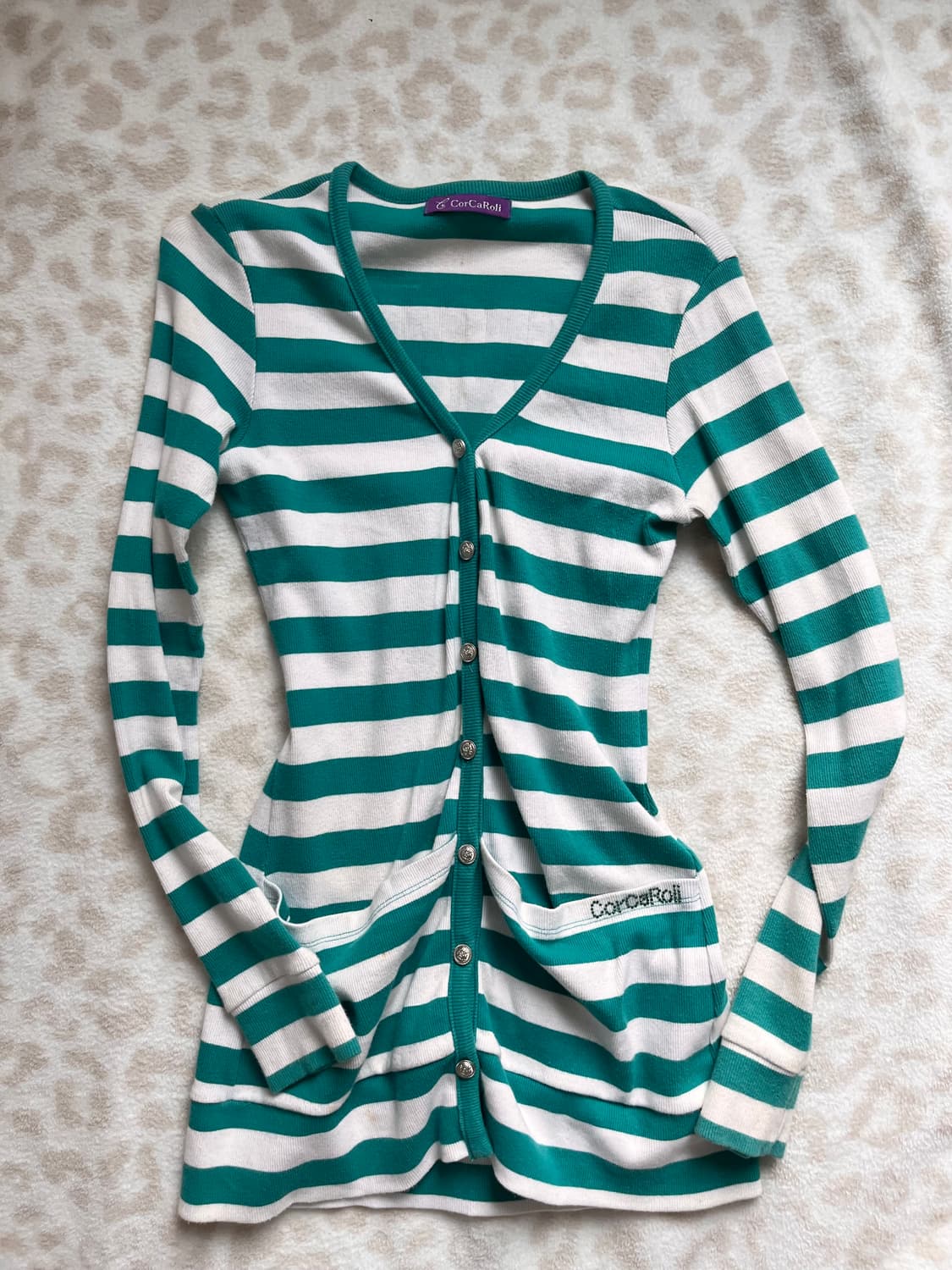 CorcaRoli Mint striped ribbed cardigan 상품이미지1