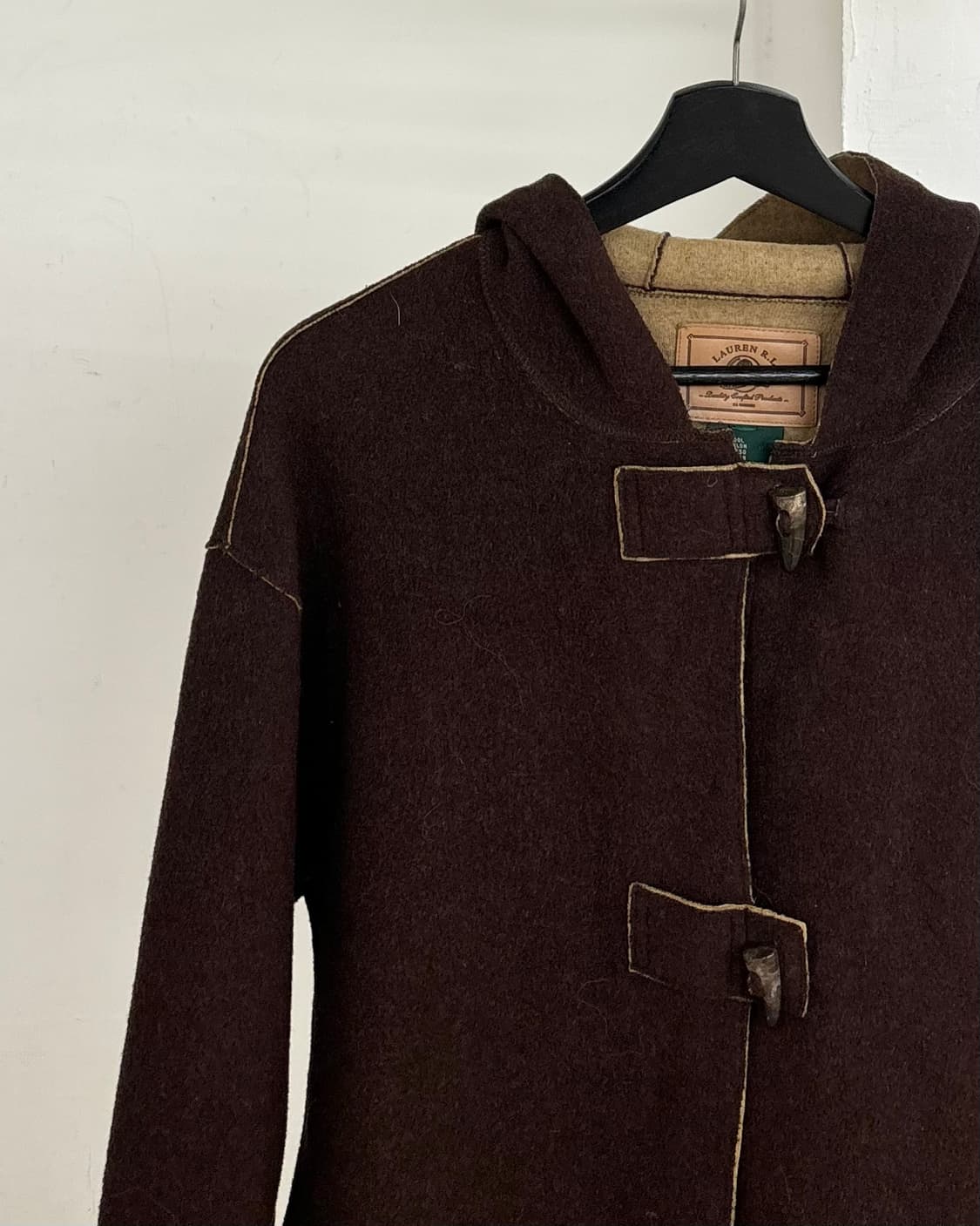 로렌 랄프 로렌 브라운 펠트 울 혼방 후드 더플 코트 상품이미지3