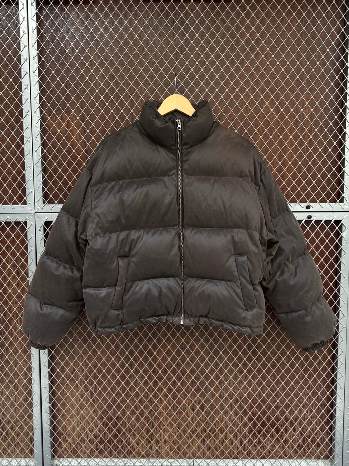 LE 르 브라운 크랙 페이크 레더 하이넥 다운 패딩 점퍼 F 상품이미지7