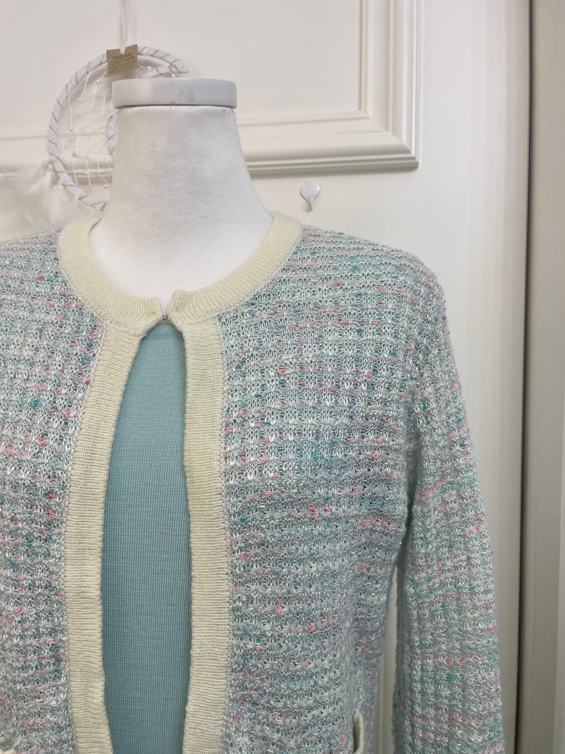 mint tweed bow point lovely cardigan 상품이미지8