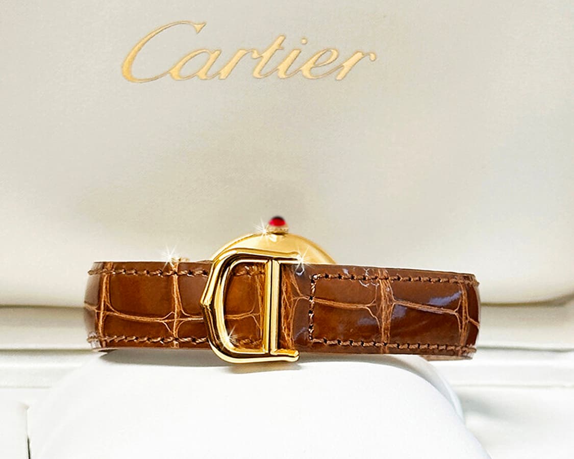 까르띠에 한정판 벤덤 1847 실버 다이얼 여성 악어가죽 시계 상품이미지7