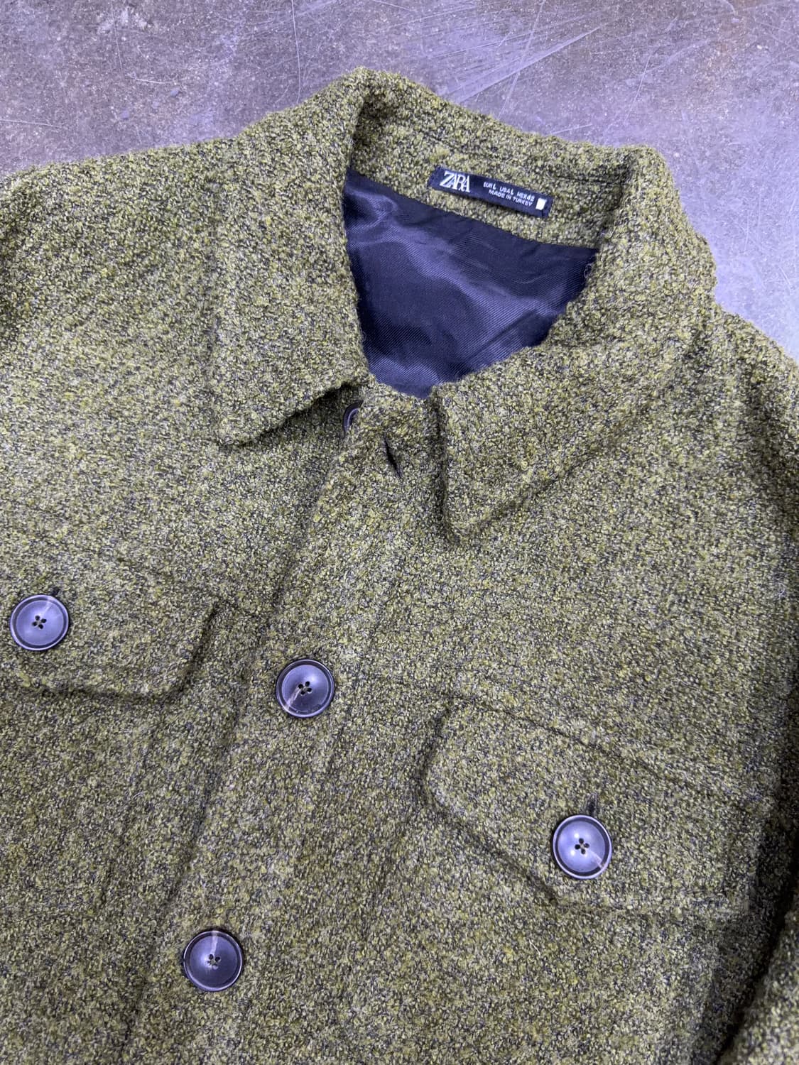 자라 부클레 텍스처 트러커 자켓 올리브 L 상품이미지5