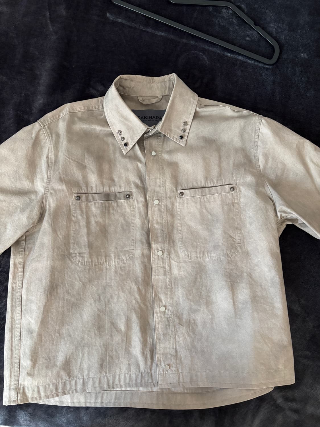 kafka western 워시드 스냅 셔츠 베이지 상품이미지2