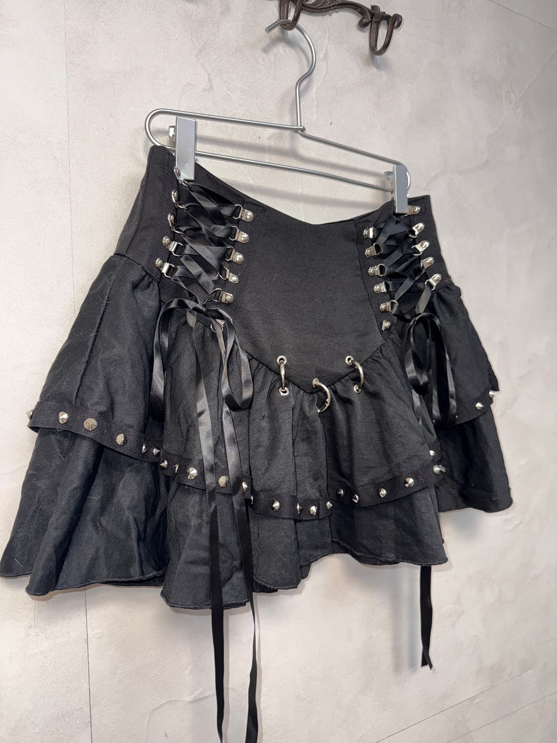 Black corset stud detail cancan skirt 상품이미지2