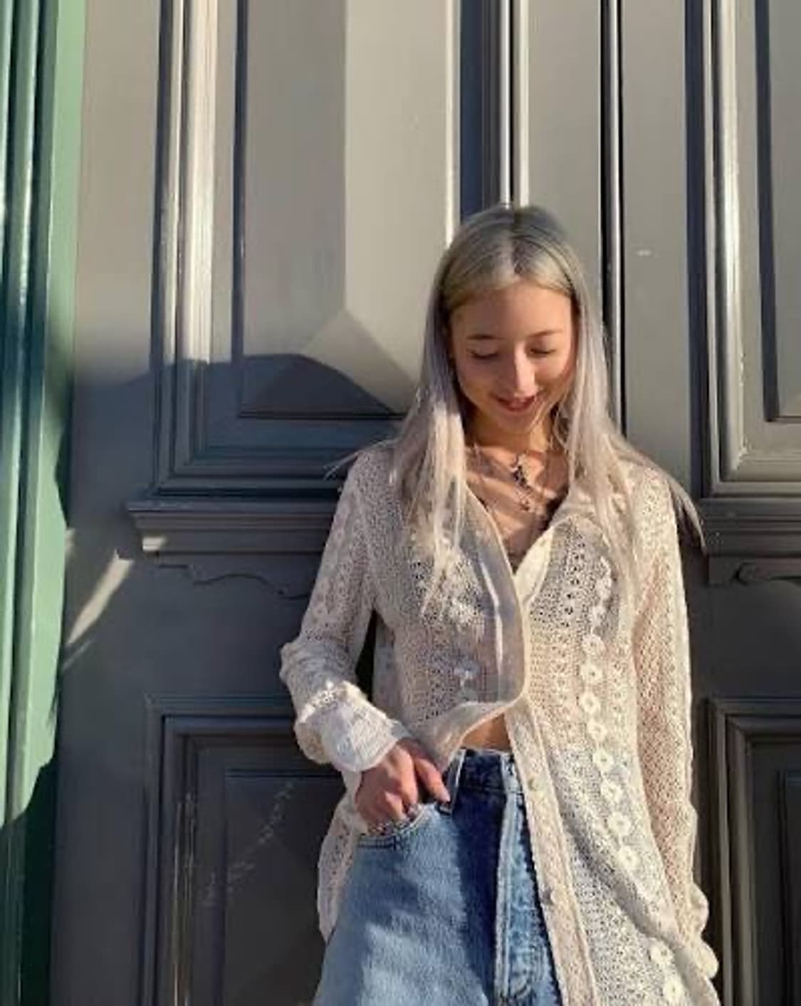 아워레가시 70s 라인 셔츠 - 코튼 크로셰 셔츠 상품이미지1