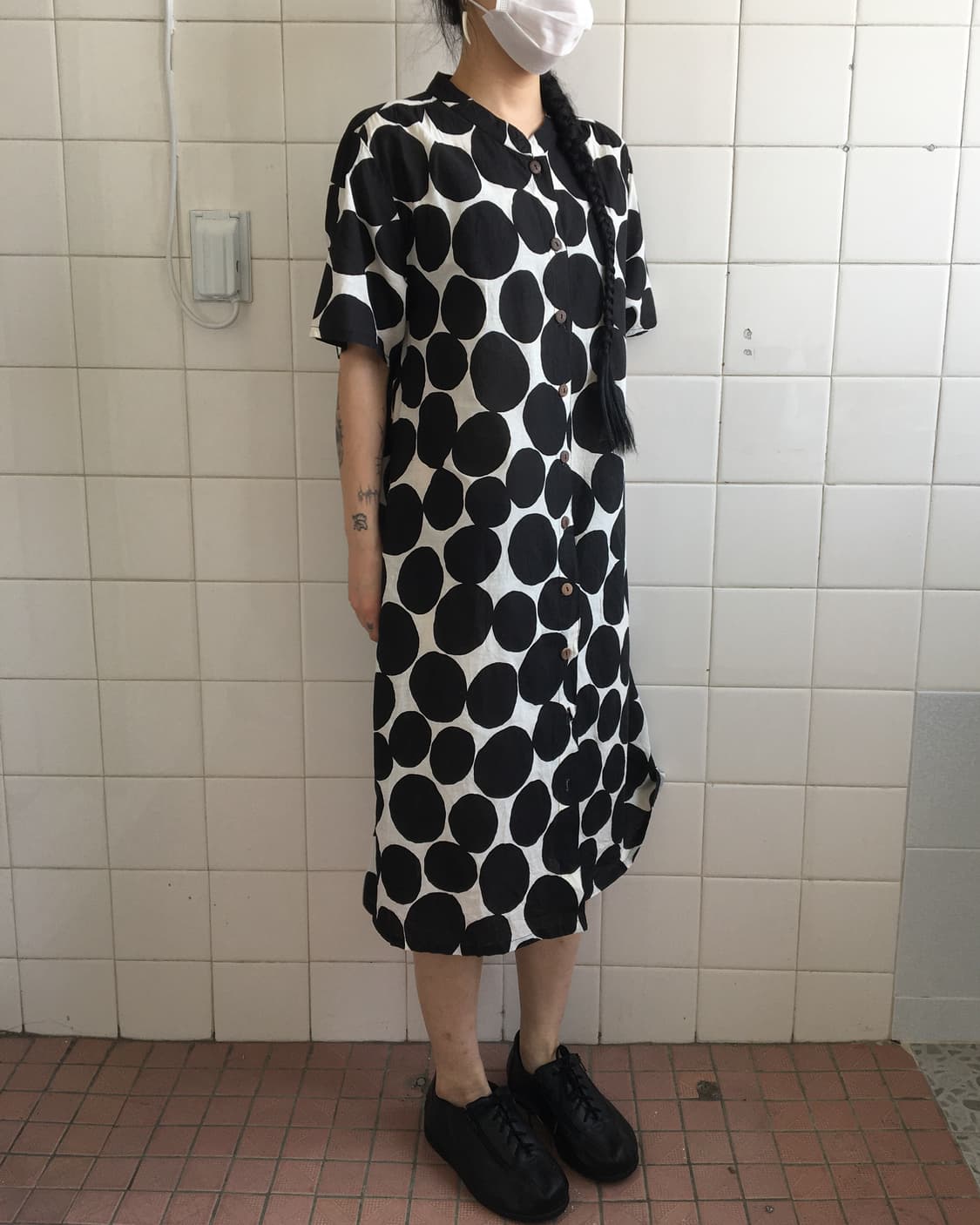 Dot pattern long onepiece 상품이미지5