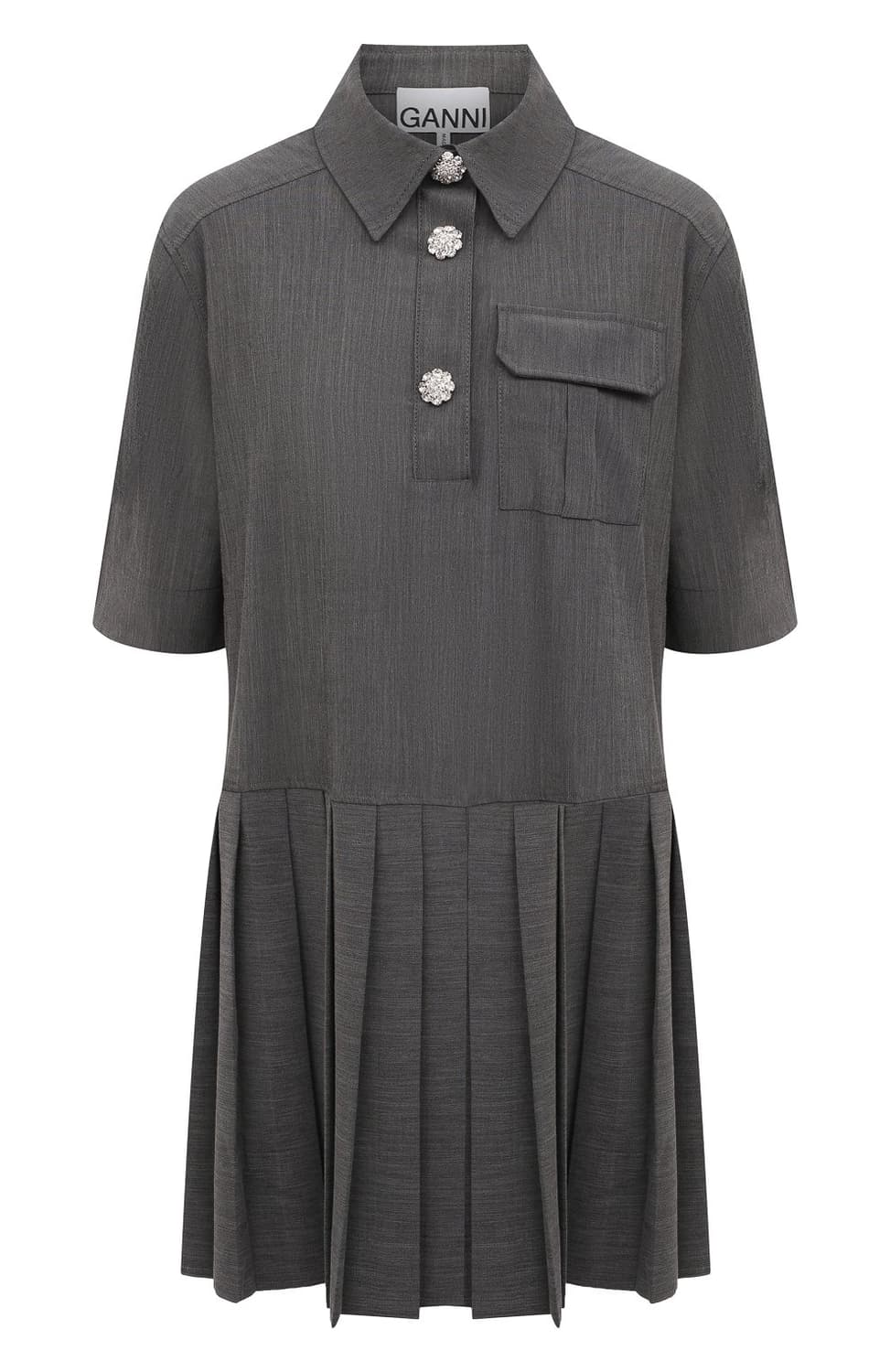 가니 Ganni 보석 단추 플리츠 원피스 상품이미지2