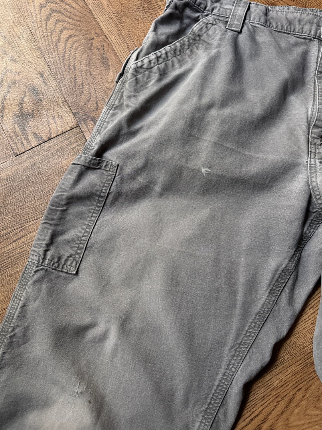 [38]칼하트 USA 빈티지 페이딩 FAT 라이트 캔버스 싱글니 워크팬츠 상품이미지4