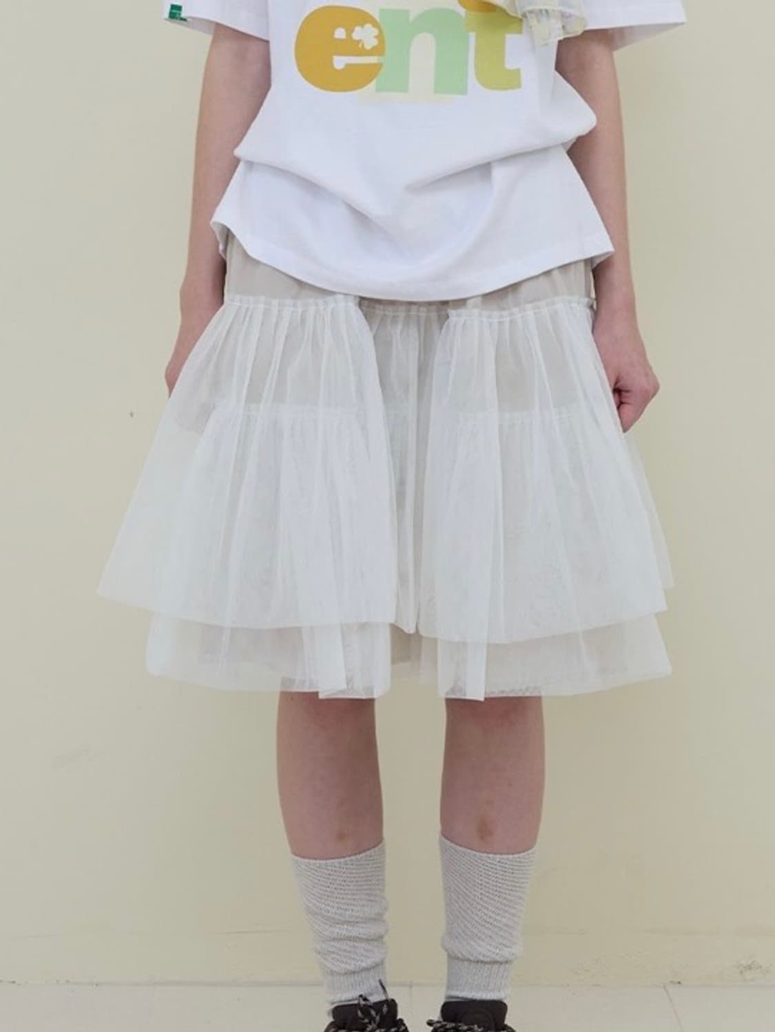 노컨텐츠 메쉬 스커트 아이보리 상품이미지1