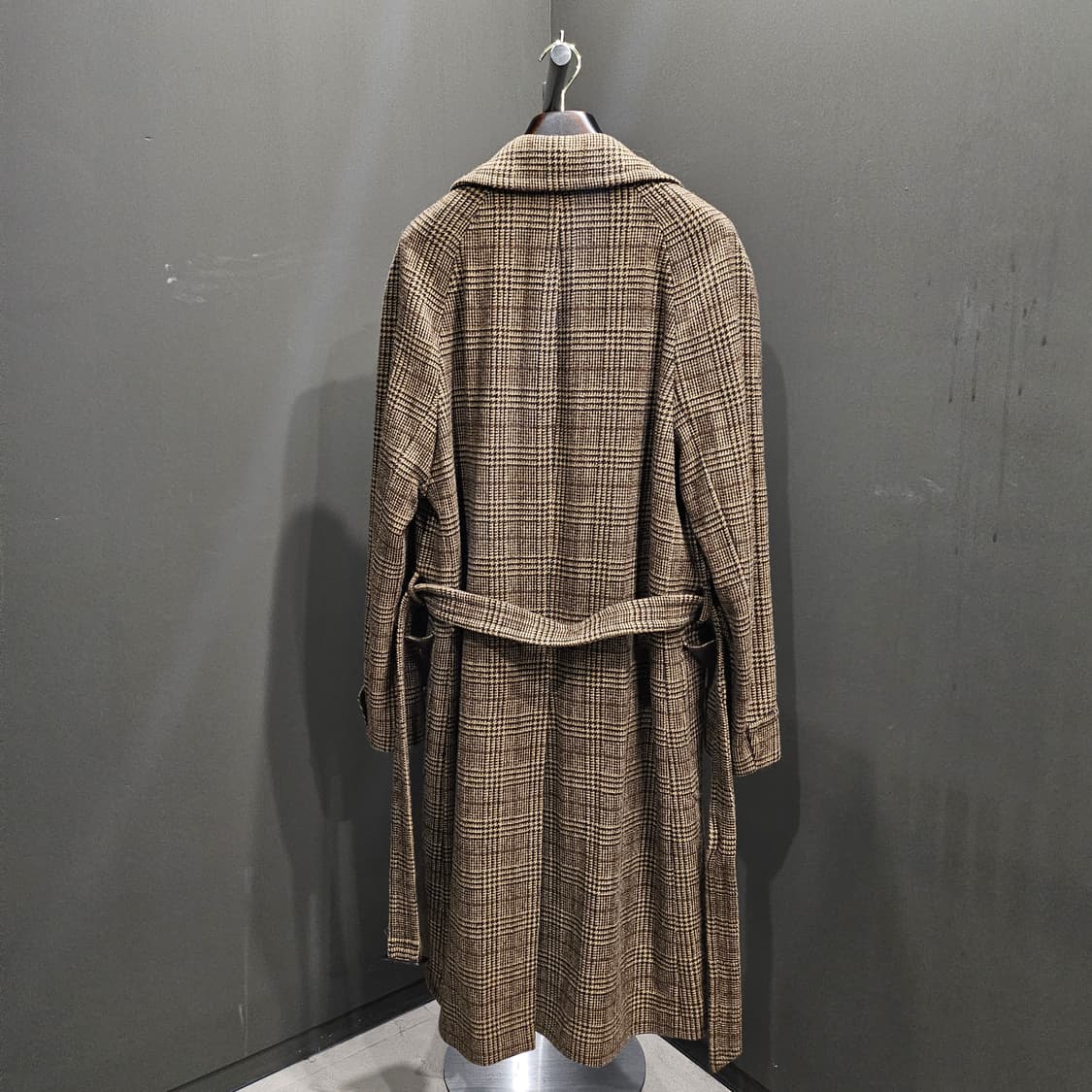 라르디니 벨티드 글랜체크 더블 울 코트 상품이미지4