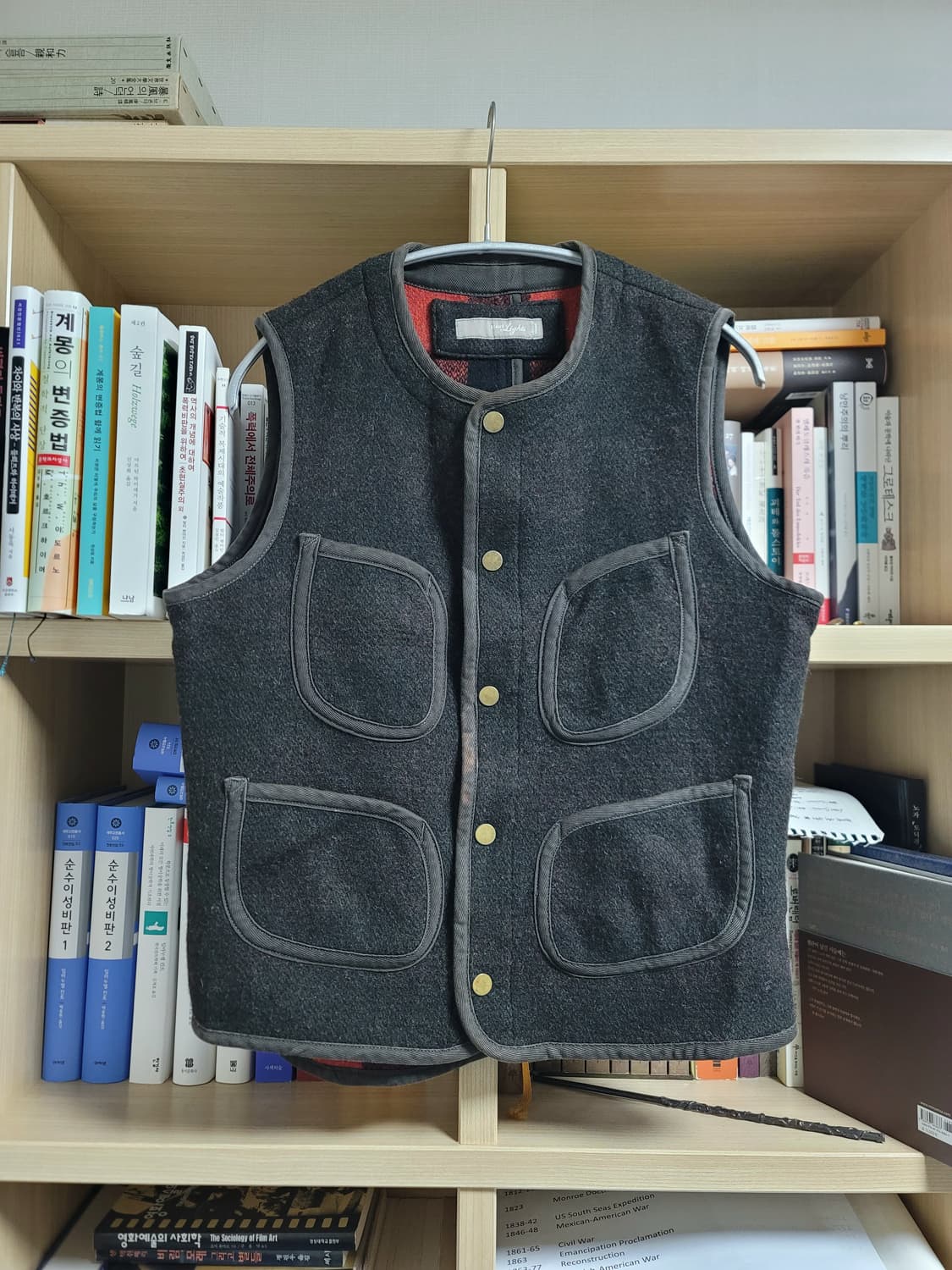 빔즈 브라운스비치 비치클로스 레드 버팔로체크 리버시블 베스트 상품이미지1