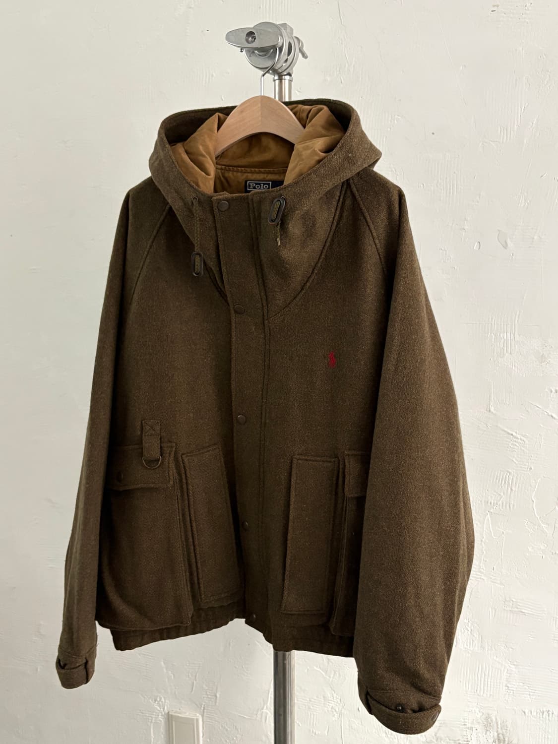 Polo 폴로 랄프로렌 90s 딥카키 컬러 울 후드 자켓 상품이미지1