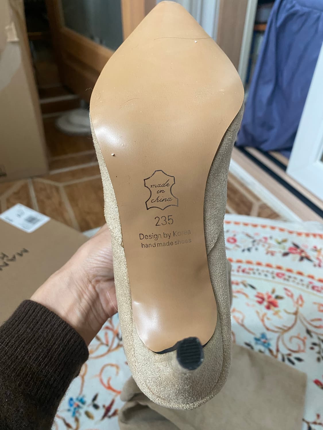 베이지 스웨이드 롱부츠 235mm 상품이미지6