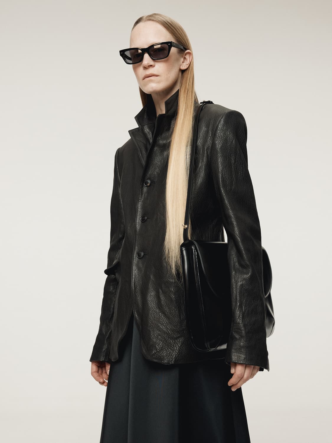 렉토 RECTO 크링클 레더 싱글 자켓 블랙 상품이미지1