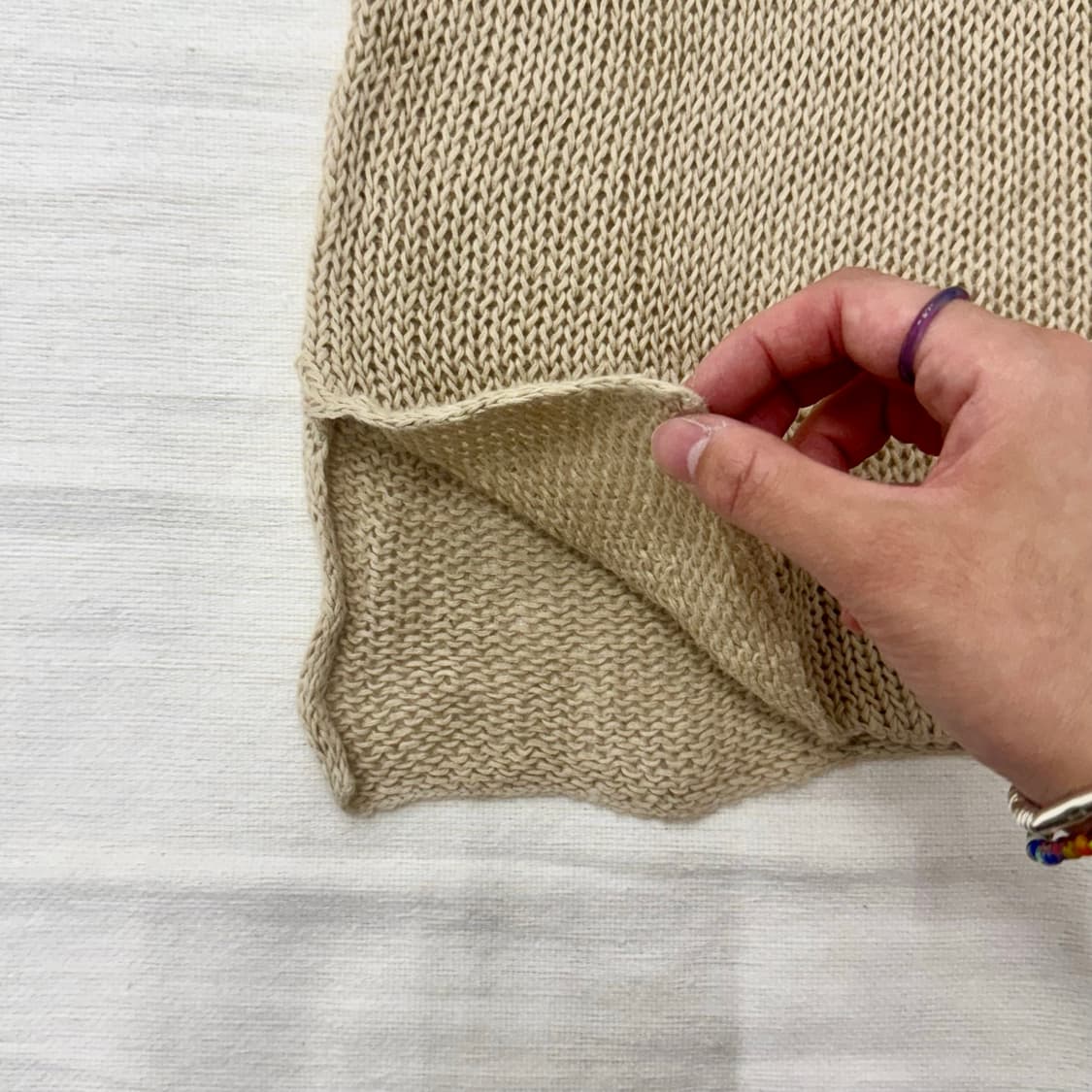 JPN 베이지 니트 반팔 상품이미지2