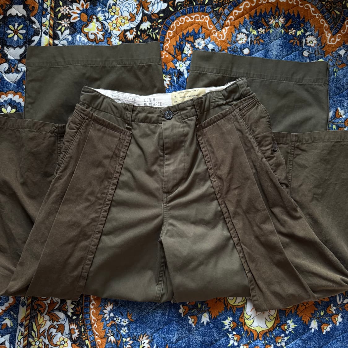 빈티지 밀리터리 데님 던가리 레이어드 디테일 벌룬 카고 팬츠   상품이미지1