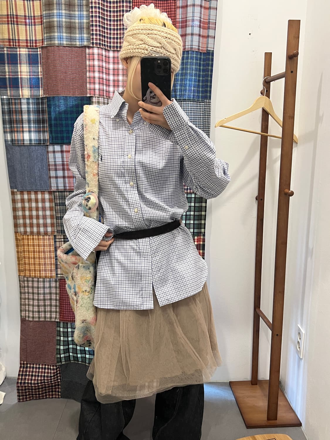 폴로 블루 체크 셔츠 상품이미지2