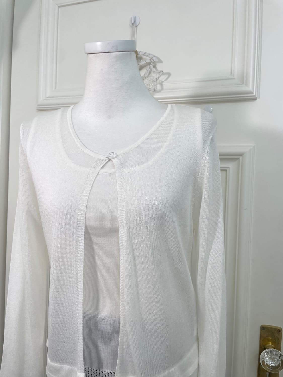 ivory crystal button pleats cardigan&bas 상품이미지7