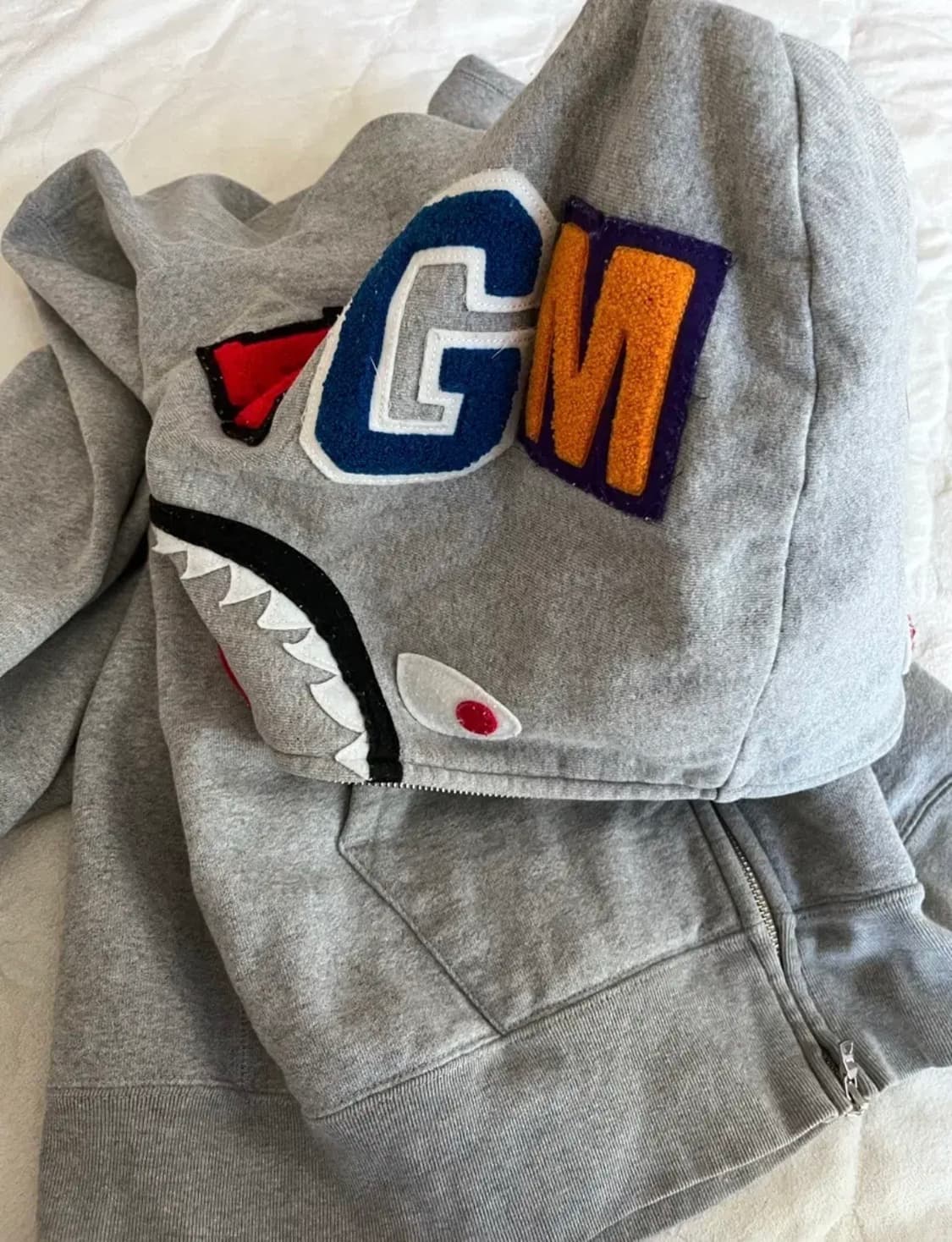 베이프 샤크 후드집업 그레이 L 상품이미지6