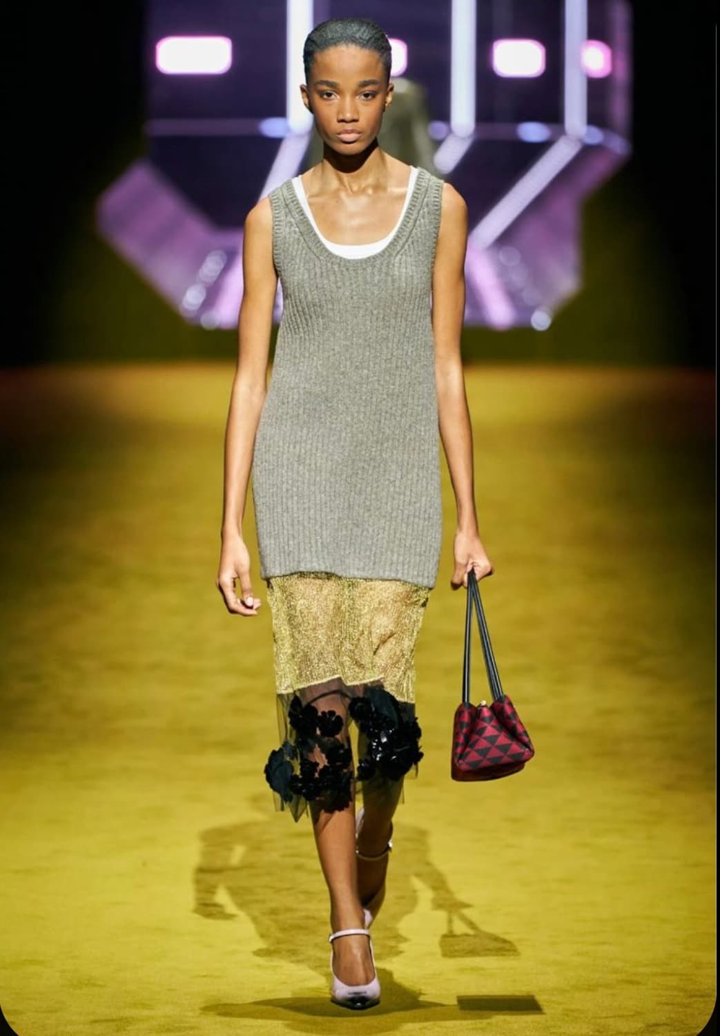 프라다 쇼피스 롱 드레스 니트 원피스 캐시미어 혼방 40s 사이즈 상품이미지1