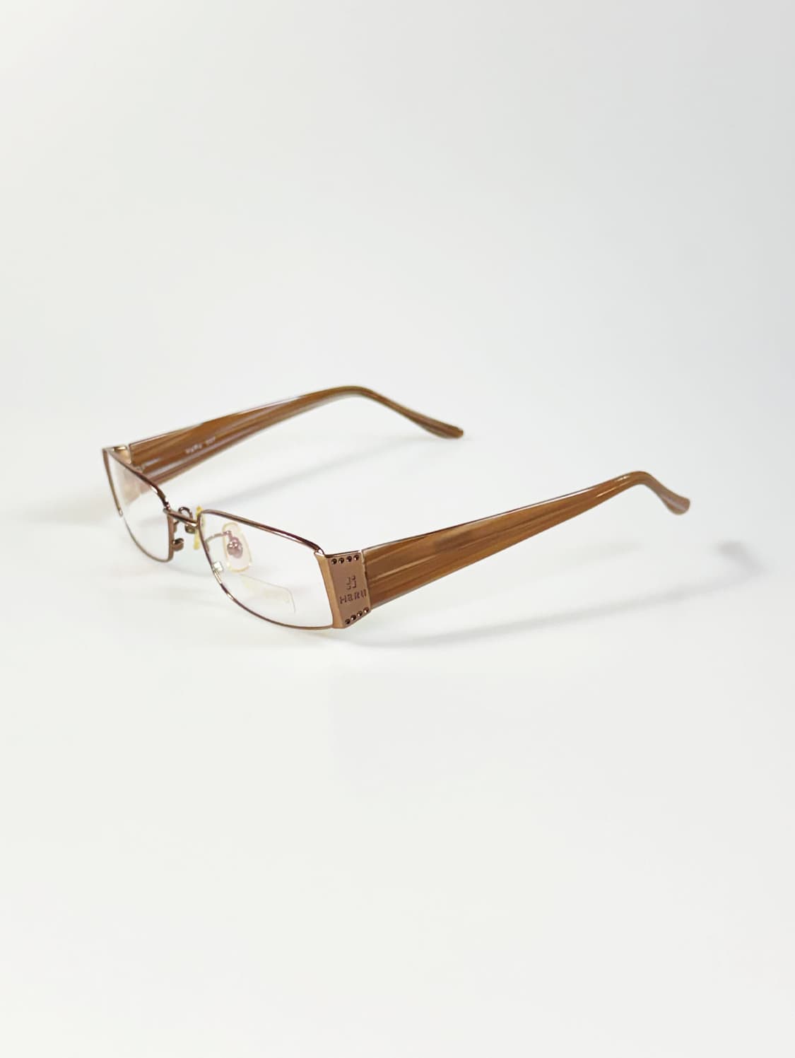 HARU 슬림 스퀘어 엠버 브라운 메탈 프레임 빈티지 안경 상품이미지3
