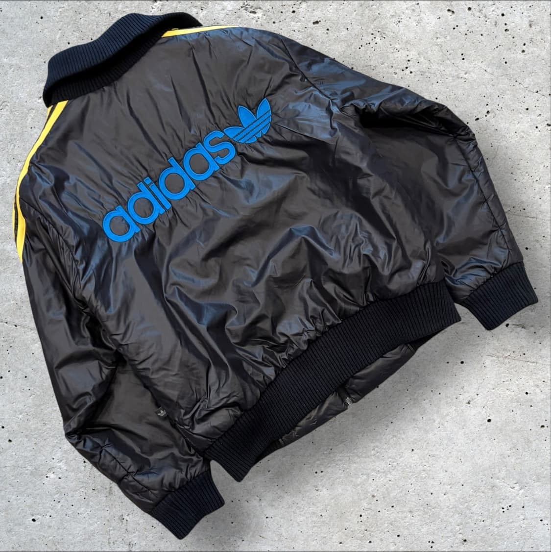 00s 아디다스 3선 빅로고 패딩 자켓 블랙/옐로우 C995 상품이미지2