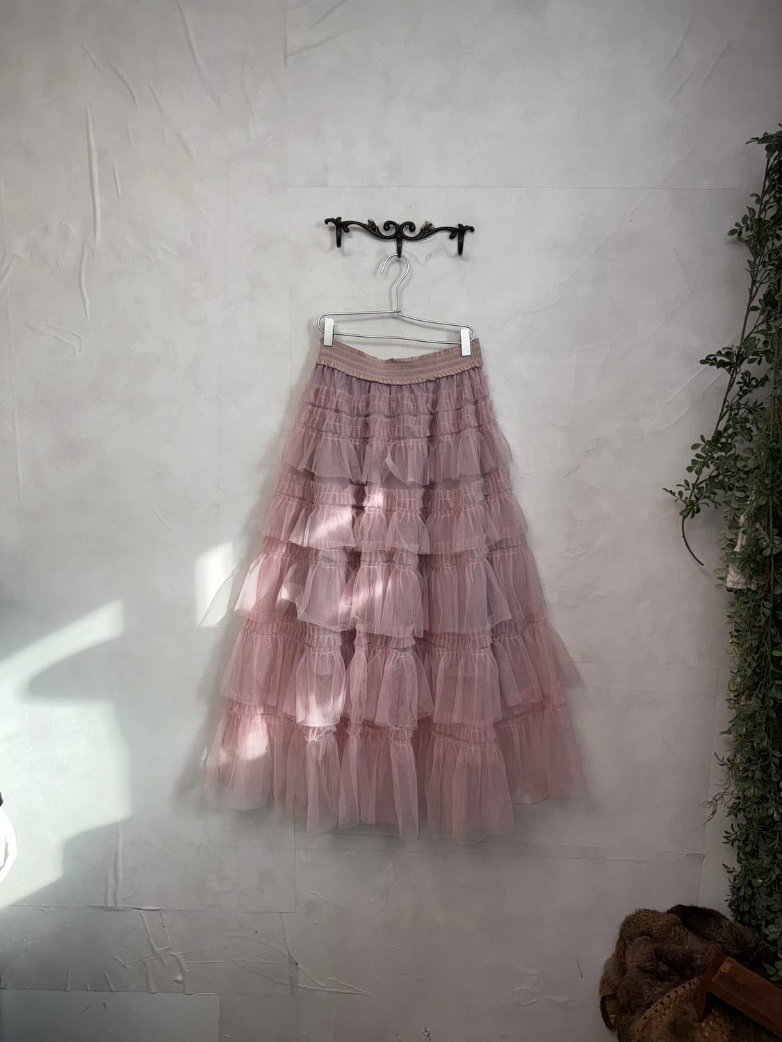 Baby pink layered sheer cancan maxi sk 상품이미지1