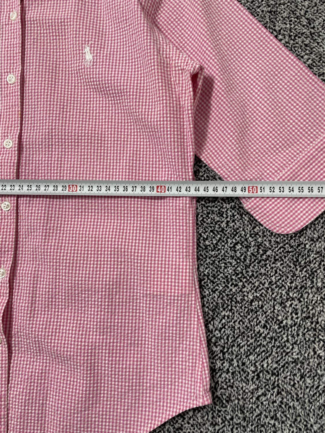 빈티지9. 랄프로렌 스포츠 핑크 깅엄 체크 패턴 반팔 셔츠 상품이미지5