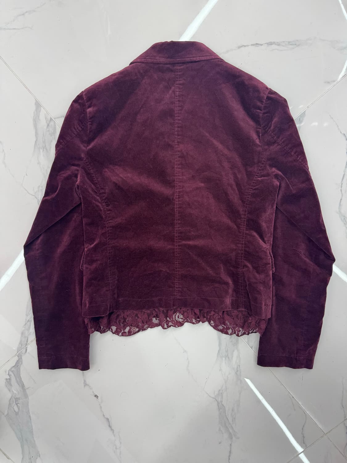 •japanese vintage 벨벳 레이스 포인트 자켓 와인 상품이미지2